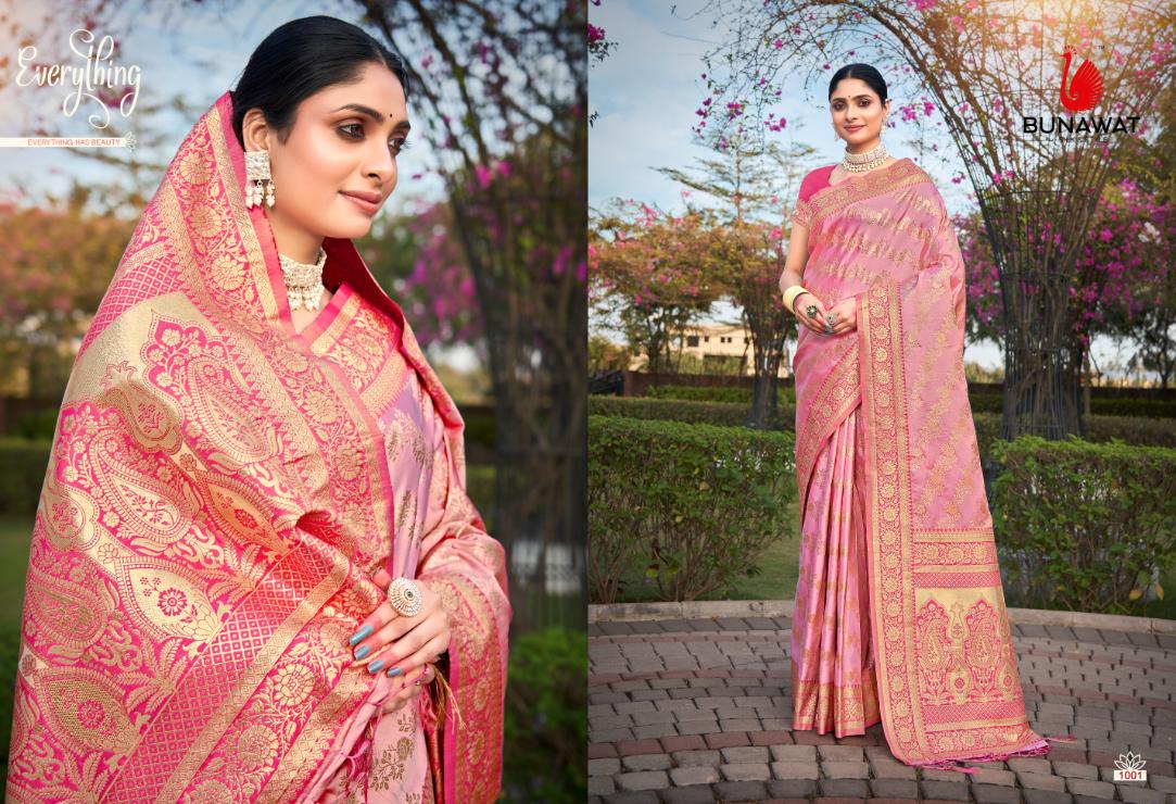 Shiv Gouri By Bunawat 1001 To 1006 Stain Silk Wedding Sarees Wholesale Shop In Surat
